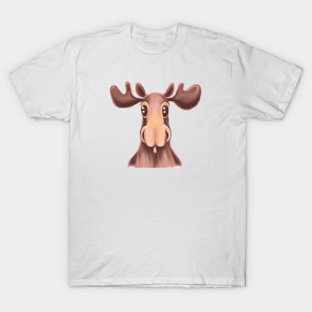 Cute Moose Drawing T-Shirt by Play Zoo